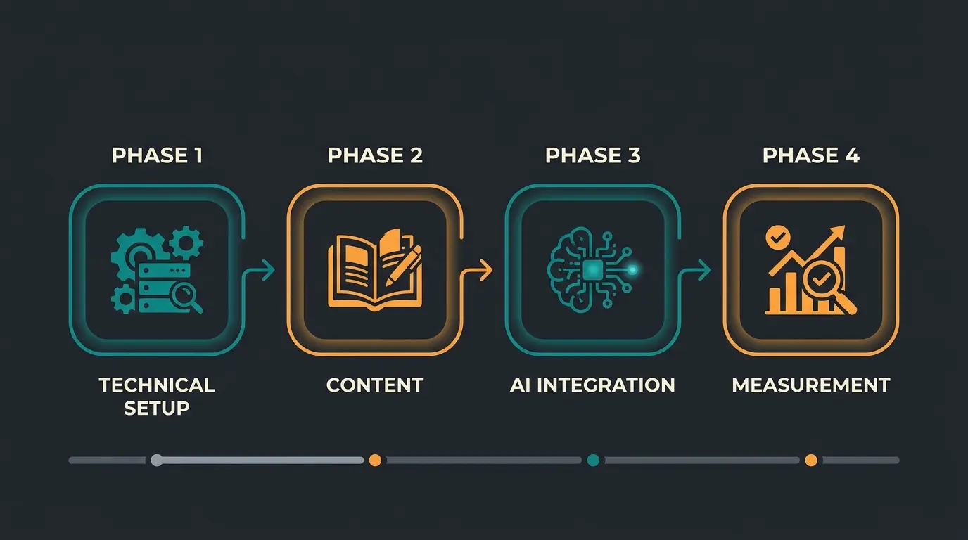 SEO-Strategie Roadmap in 4 Phasen visualisiert