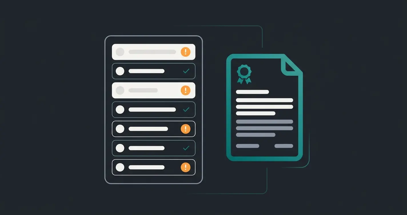 Seven-point checklist for evaluating a Shopware agency, with contract and handover criteria highlighted
