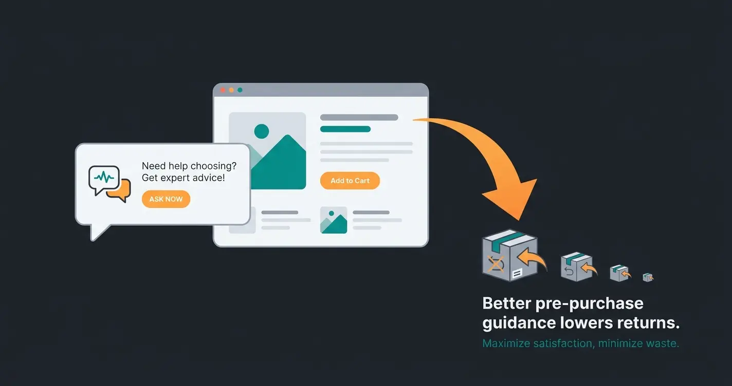 AI product consultation guiding a customer at the product page to reduce Shopware returns
