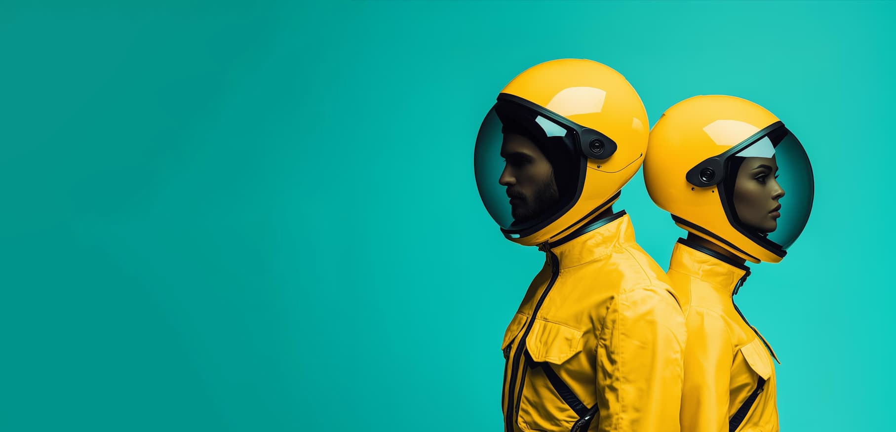 Two people in yellow spacesuits