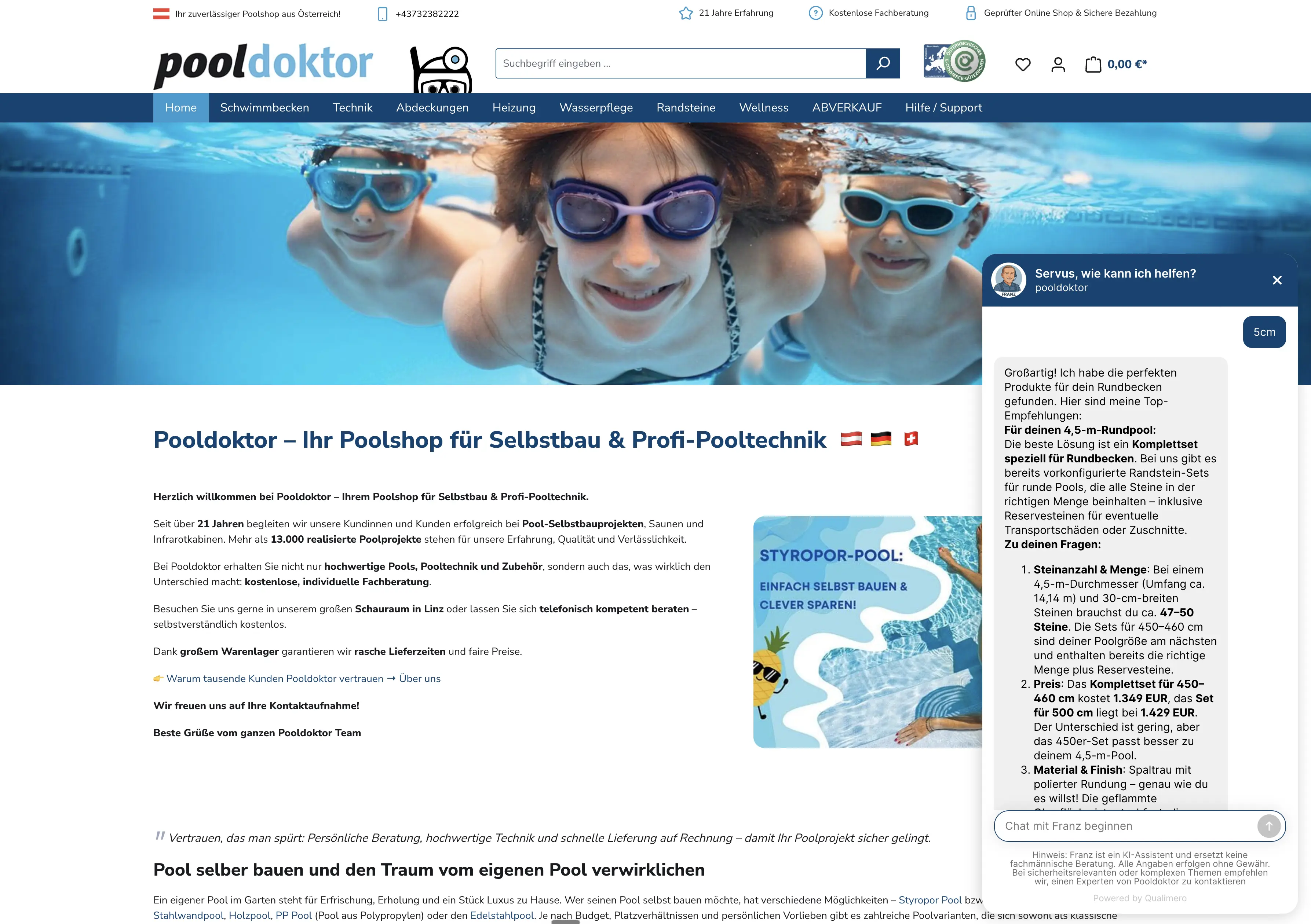 Franz live as webchat on pooldoktor.com