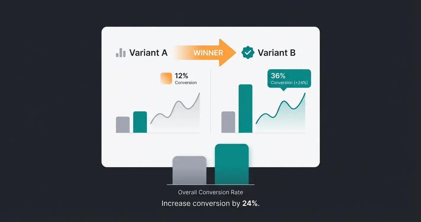 A/B Testing Dashboard mit Conversion Rate Vergleich zweier Varianten