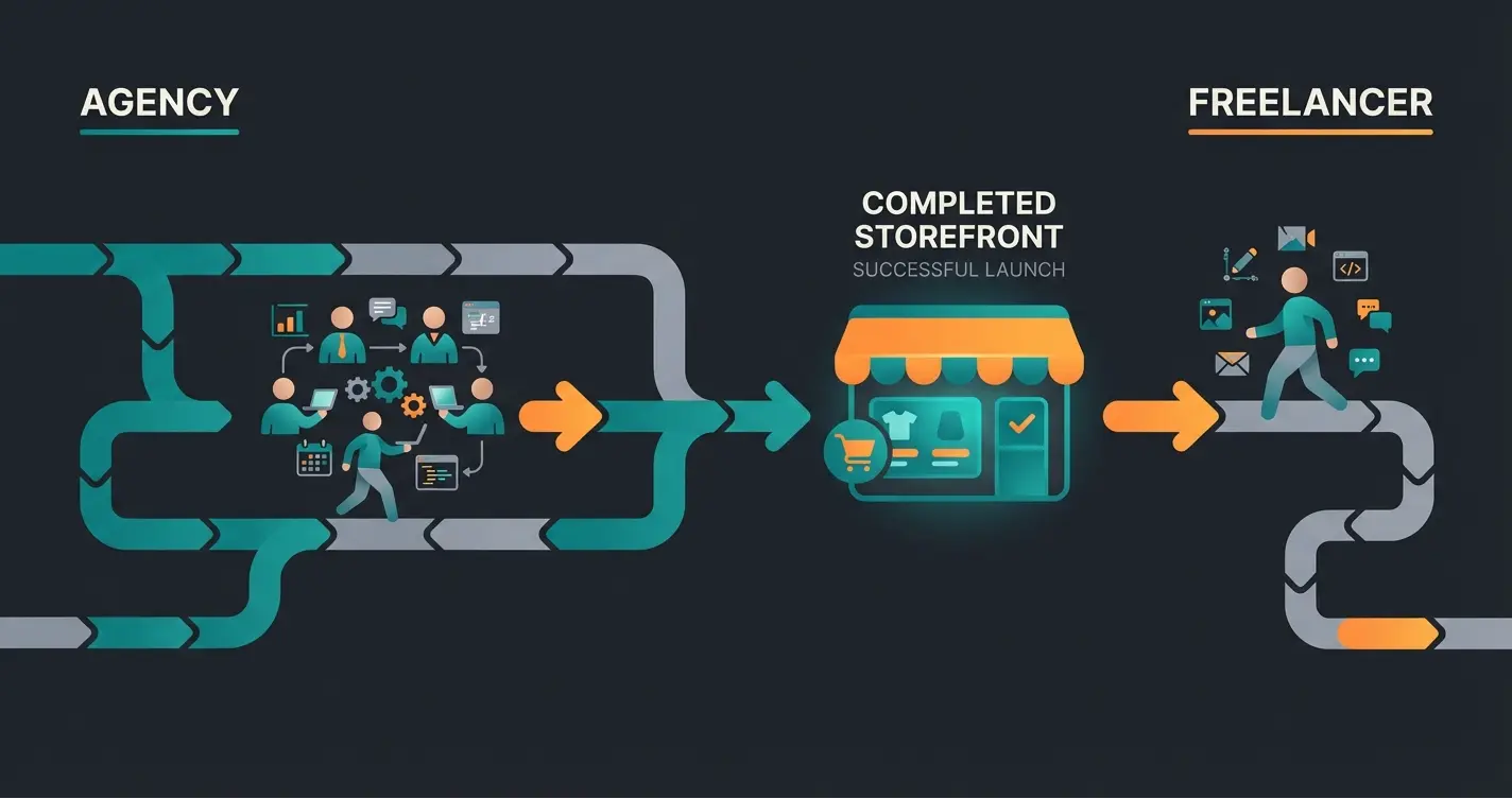 Vergleich Shopify Agentur und Freelancer fuer die Shop-Erstellung