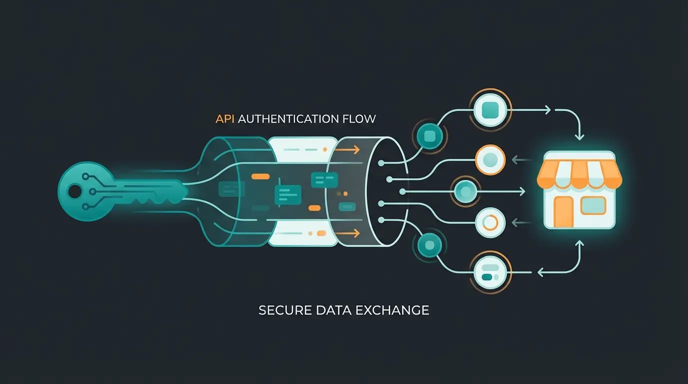 Illustration des Shopify GraphQL Authentifizierungsprozesses mit Access Token