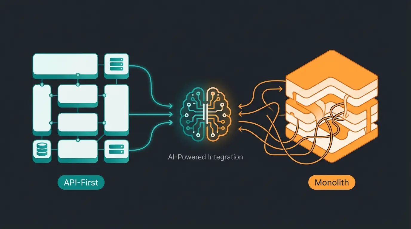 Vergleich der KI-Integrationswege bei API-First vs Monolith-Architektur