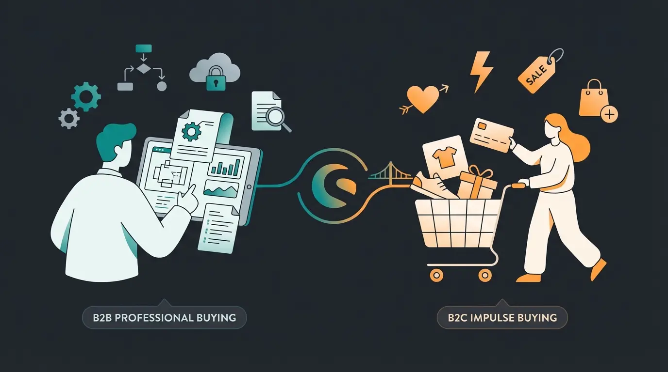 Shopware B2B vs B2C feature comparison infographic