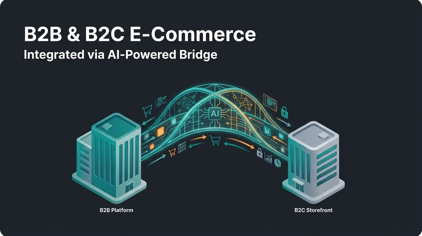 Shopware B2B and B2C integration with AI consultation bridge visualization