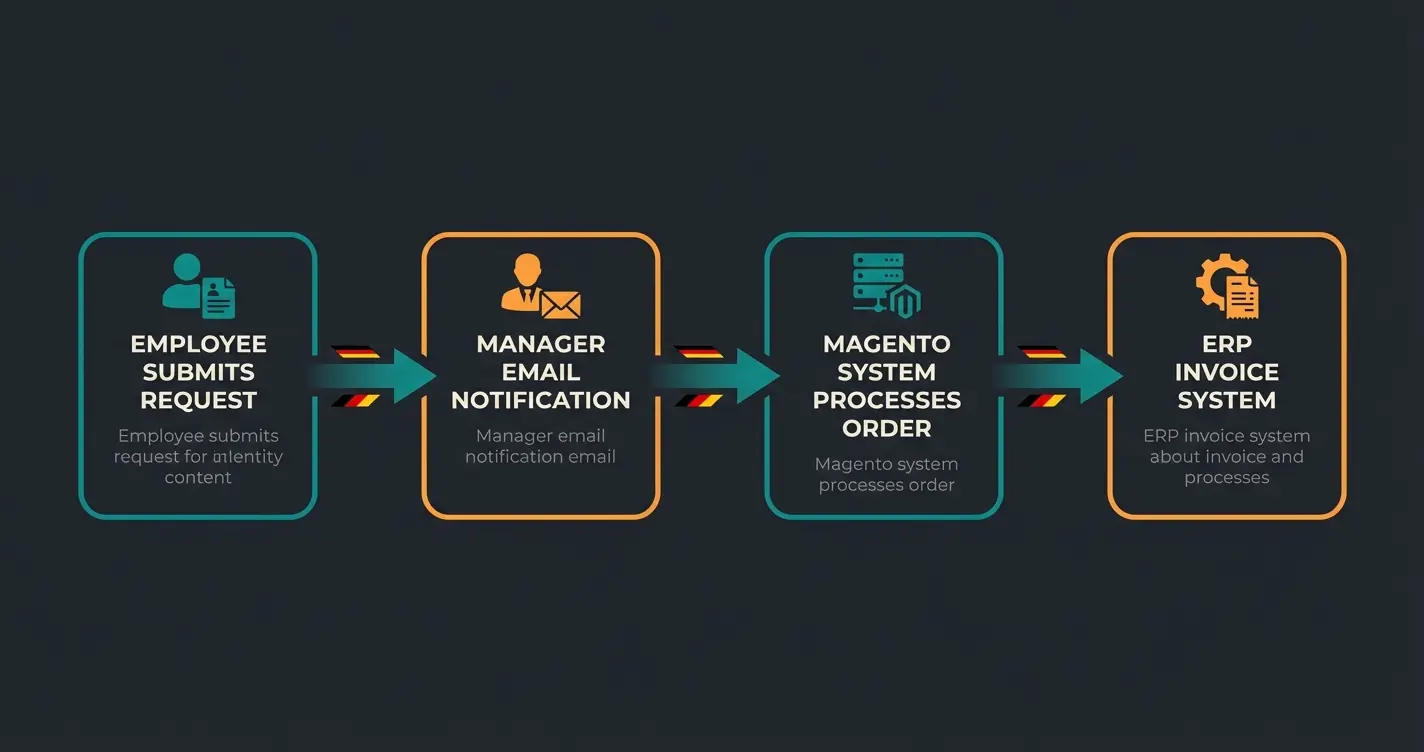 Infografik zum deutschen B2B-Genehmigungsworkflow in Magento
