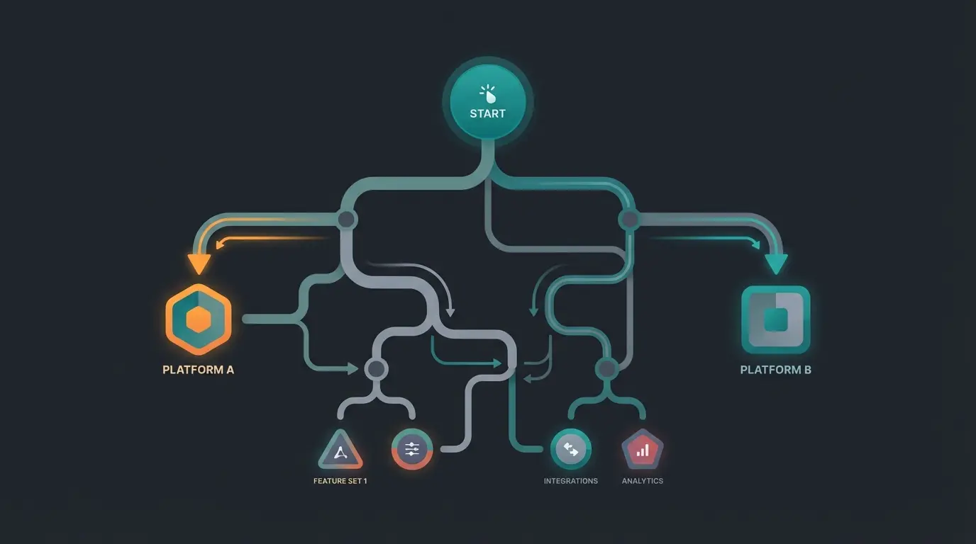 B2B ecommerce platform decision framework showing selection criteria and platform paths