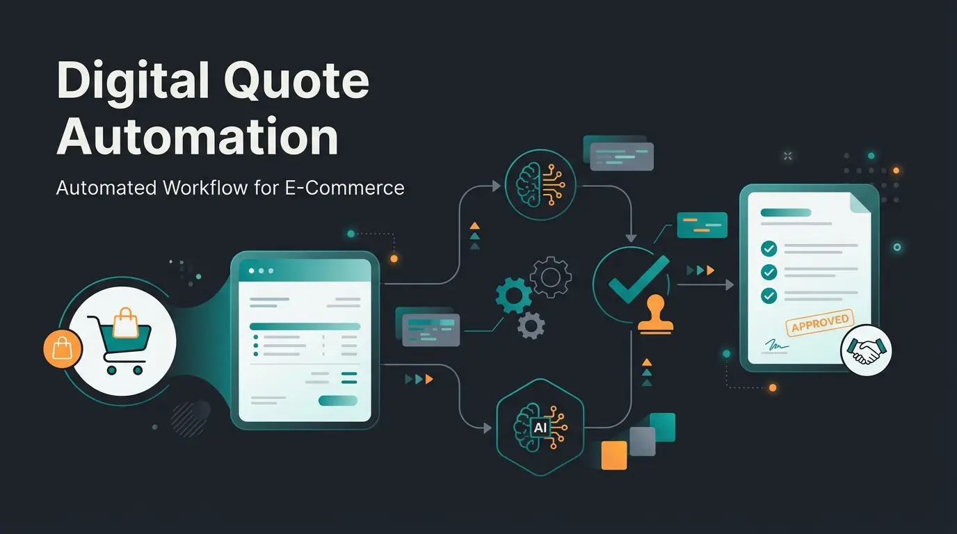 Shopware quote creation workflow with AI automation elements on dark background