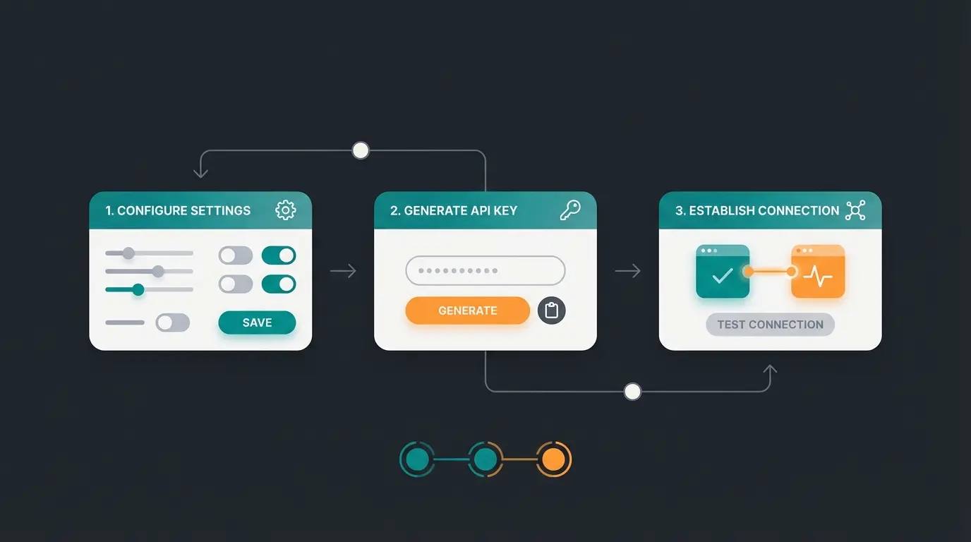 Step-by-step WooCommerce Lexoffice API setup process visualization