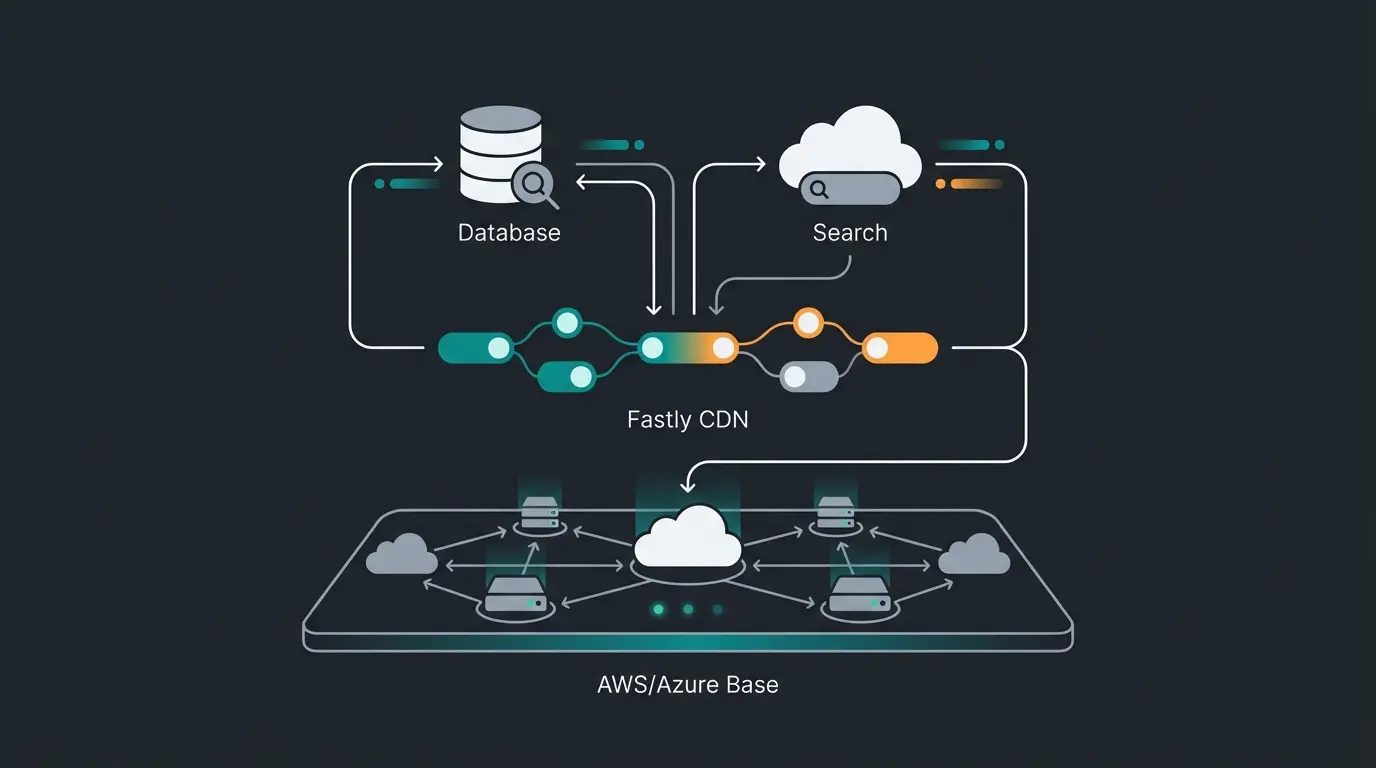 Adobe Commerce Cloud tech stack architecture diagram showing infrastructure layers