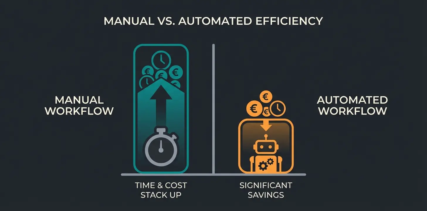ROI-Vergleich manuelle Arbeit versus Zapier WooCommerce Automatisierung