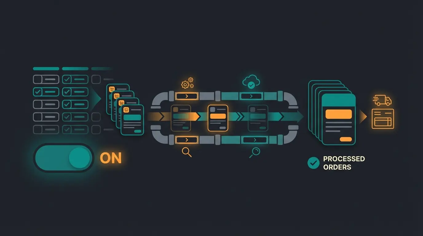 Shopware 6 admin panel showing bulk order status editing interface with trigger flows option