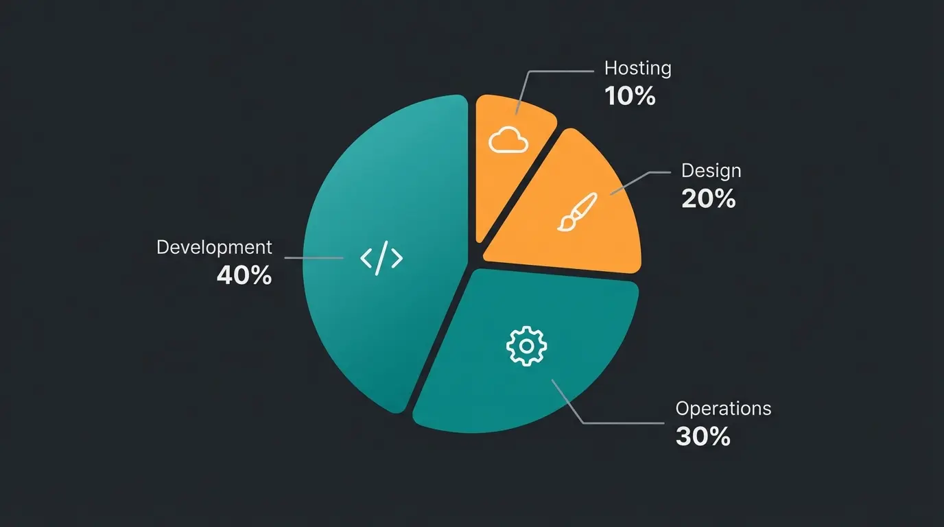 Kostenverteilung eines typischen Magento Projekts als Kreisdiagramm