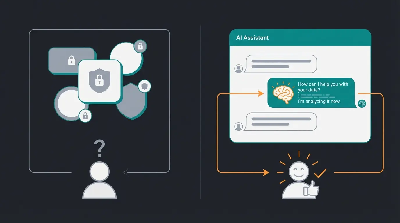 Vergleich zwischen passiven Badges und aktivem KI-Dialog für Kundenvertrauen