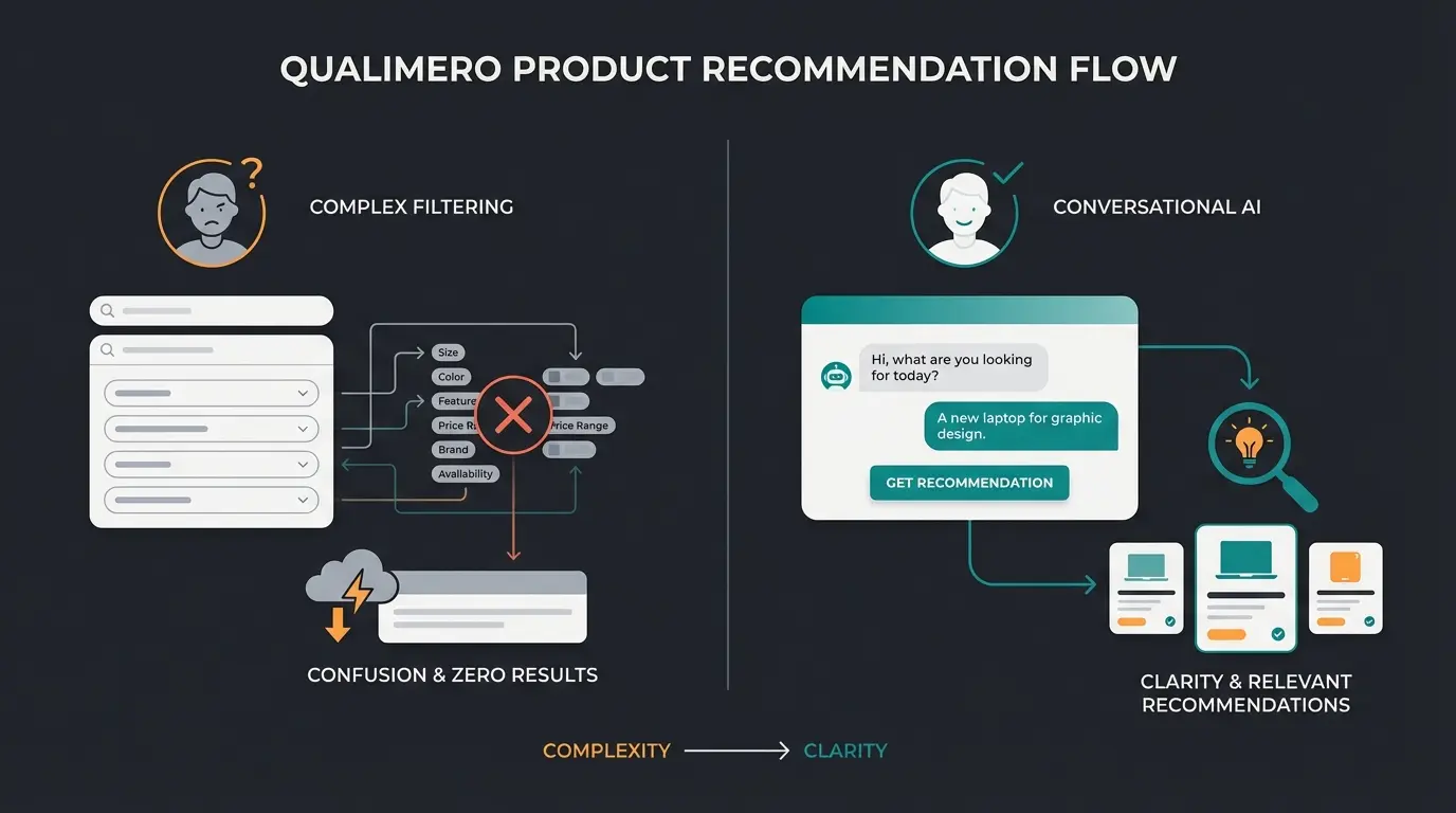 Vergleich zwischen statischem Webshop-Filter und KI-gestütztem Produktberater