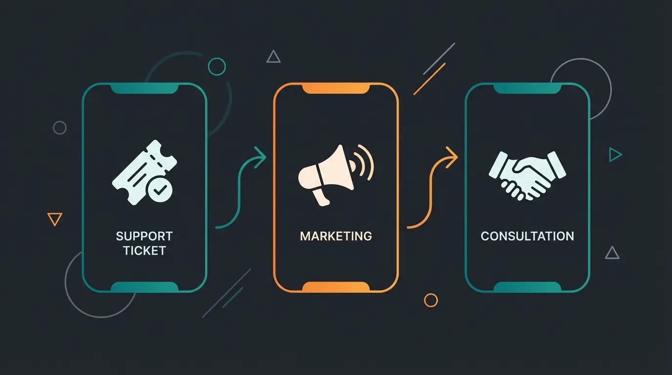 Vergleich der drei Ansätze: Support, Marketing und Verkaufsberatung