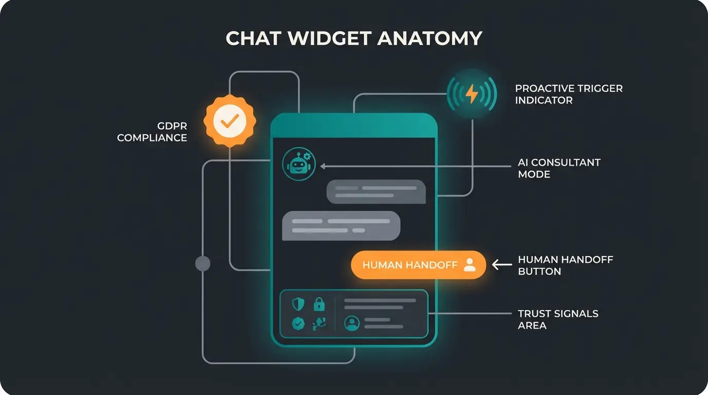 Anatomie eines hochkonvertierenden Chat-Widgets mit Trust Signals
