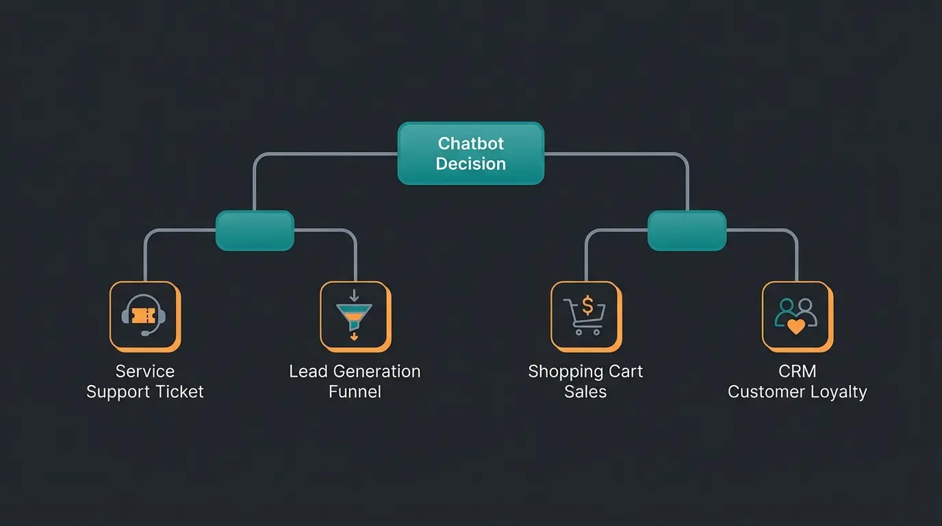 Entscheidungsbaum für die Auswahl der passenden Chatbot-Kategorie