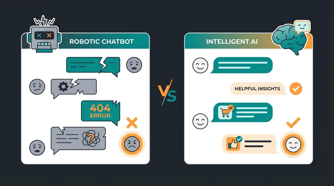 Vergleich alter Chatbot vs. moderner AI-Berater im WhatsApp Chat