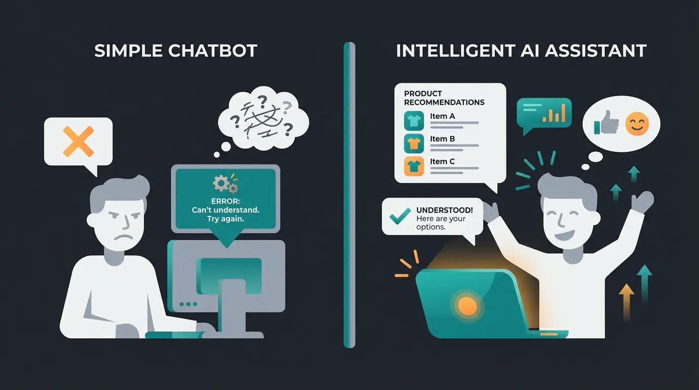 Vergleich zwischen traditionellem Chatbot und AI Consultant im E-Commerce