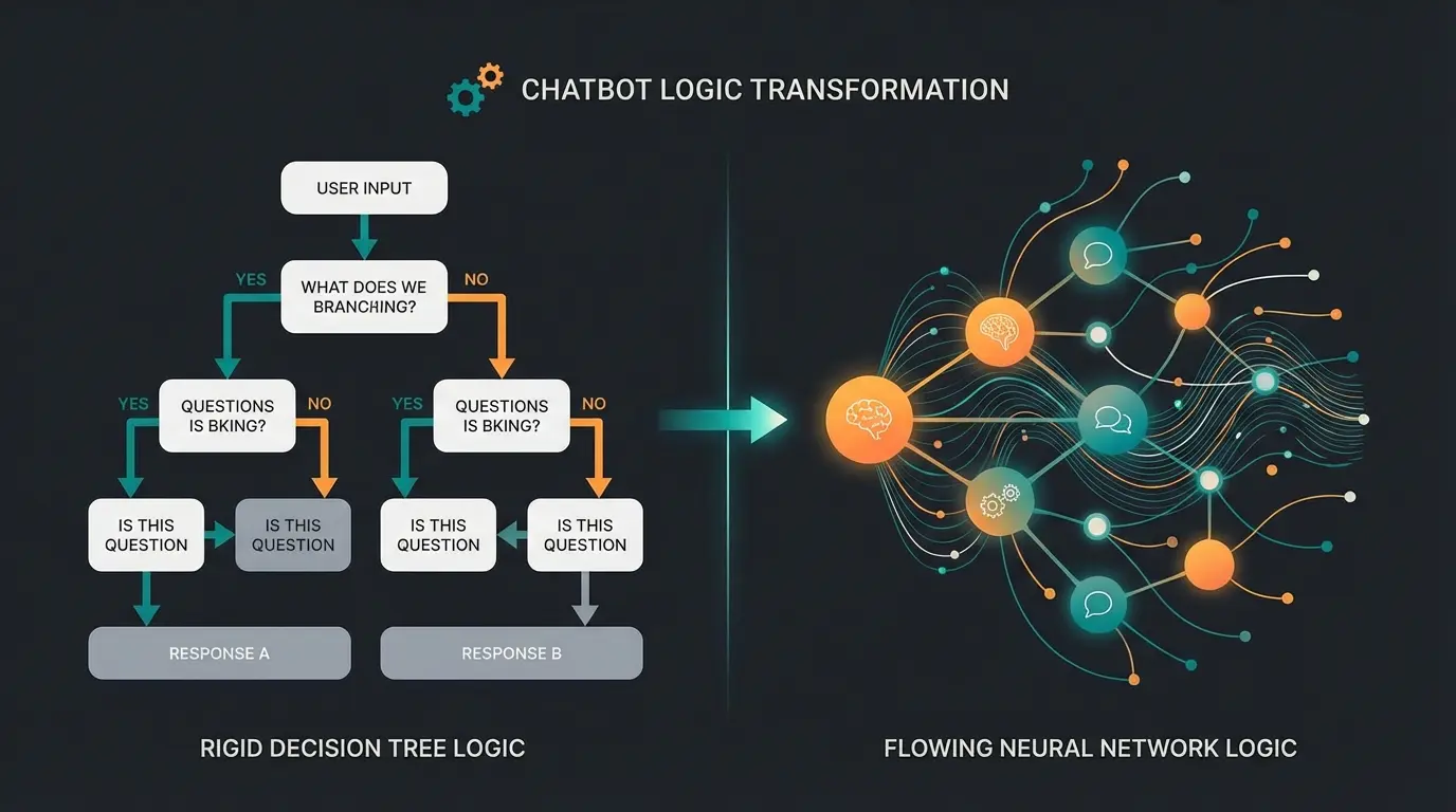 Visual comparison of rule-based chatbot versus generative AI chatbot responses