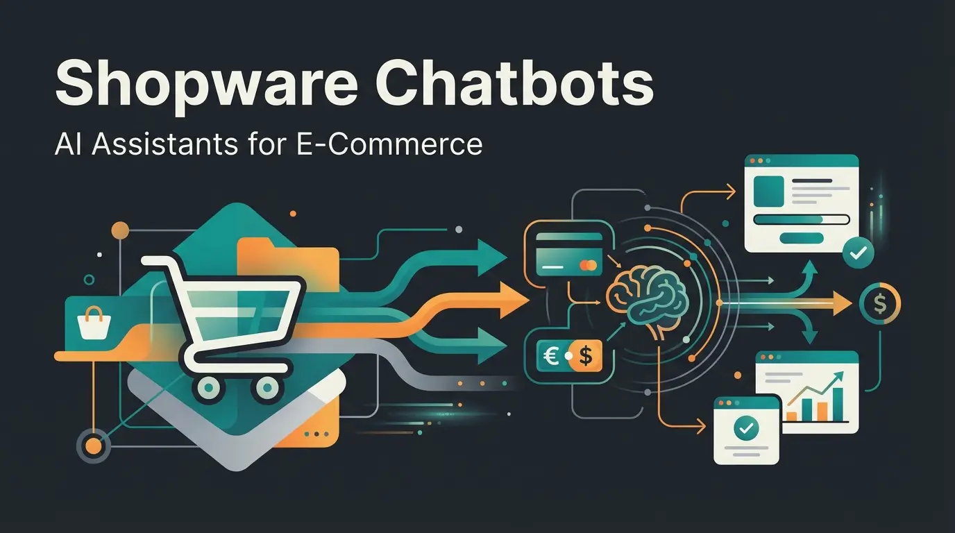 Shopware and Klarna integration visualization with payment flow and AI consultation elements