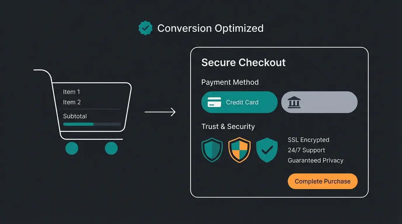 Checkout-Optimierung mit verschiedenen Zahlungsarten und Trust-Elementen