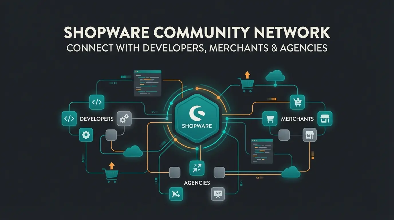 Shopware Community ecosystem visualization showing software and human network connections