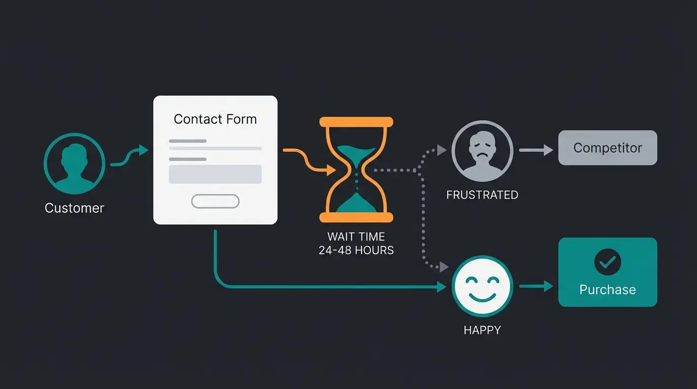 Visualisierung der Warte-Falle bei Kontaktformularen im E-Commerce