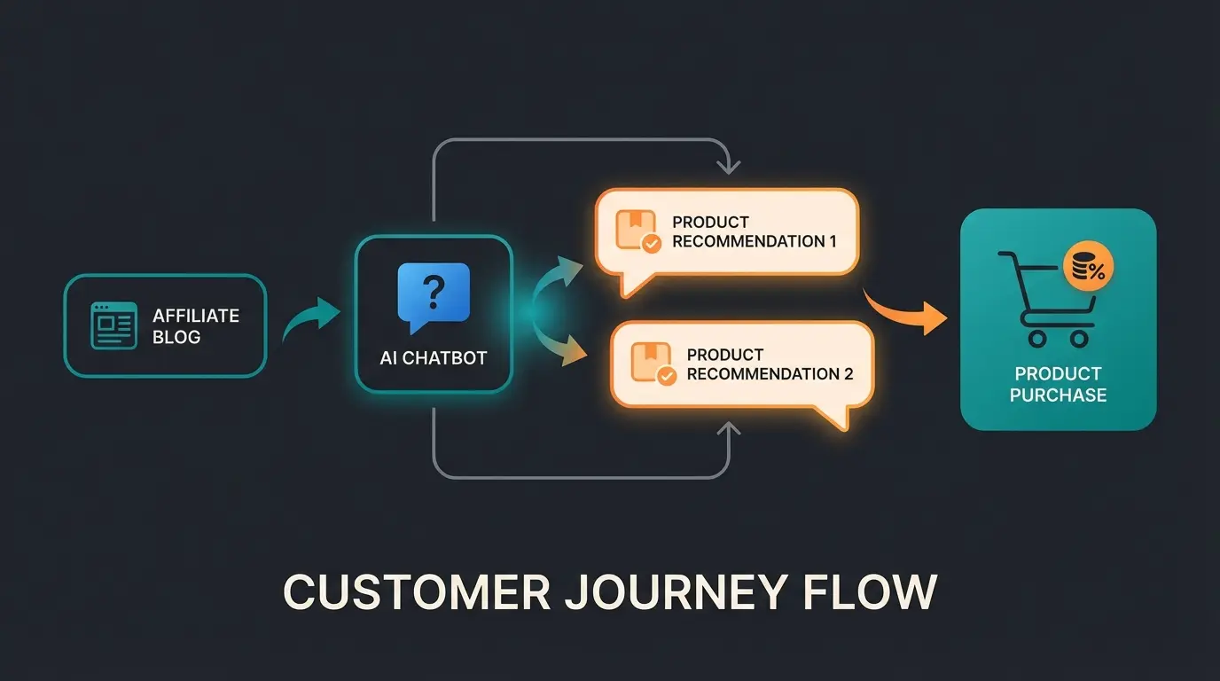 AI-powered product consultation flow for affiliate partners showing user journey