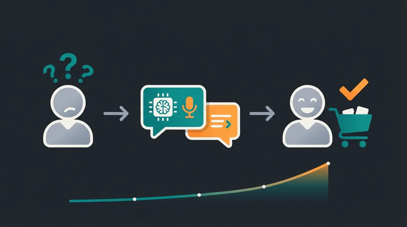 Revenue generation flow showing AI consultant guiding customer through purchase decision
