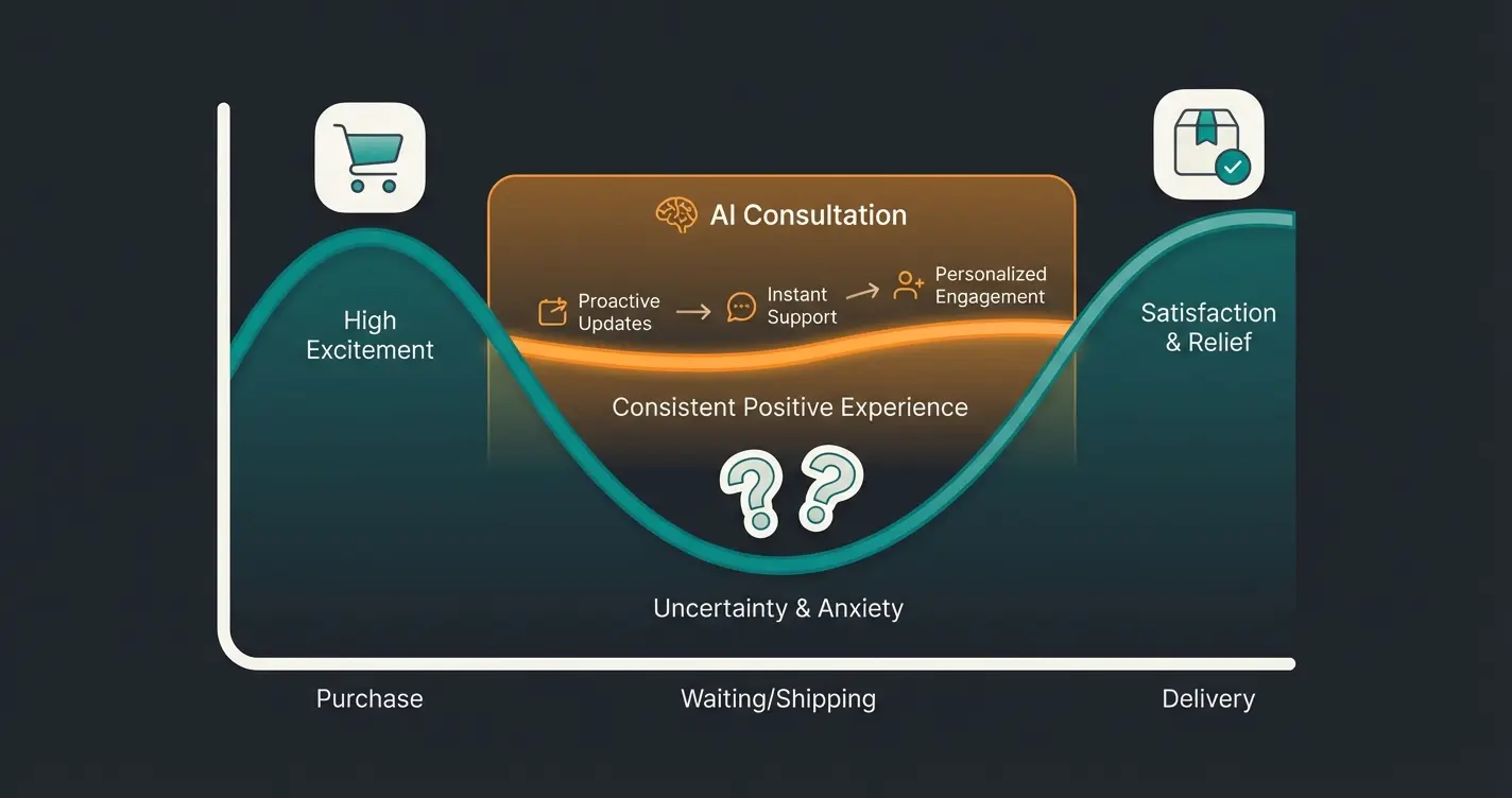 Visualisierung der Customer Emotion Curve zwischen Kauf und Lieferung