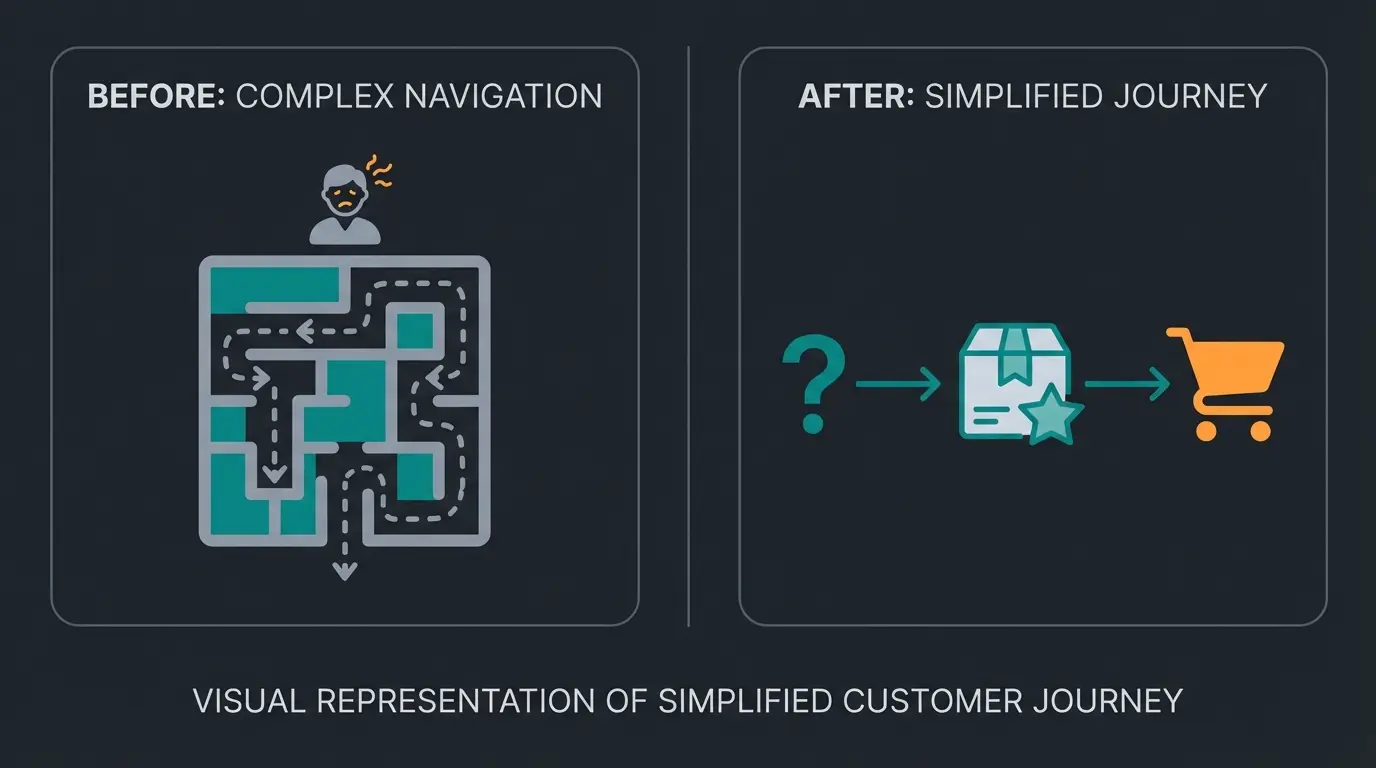 Before and after visualization of B2B product discovery transformation