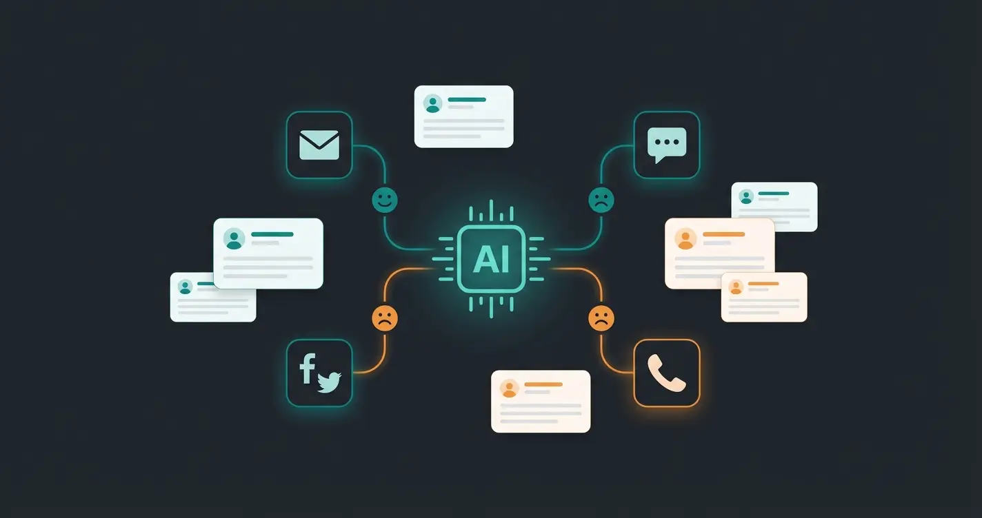 Modern helpdesk software dashboard showing omnichannel communication and AI-powered features