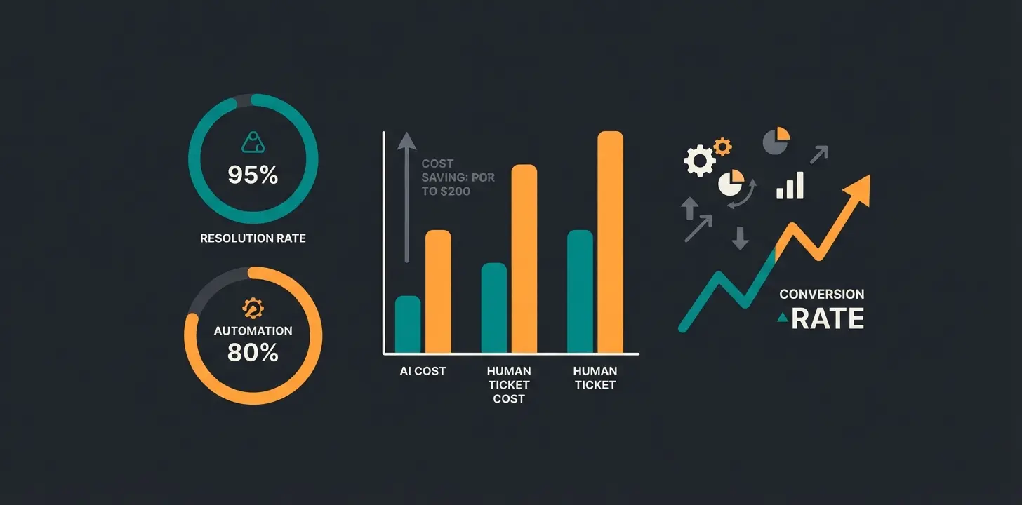 Dashboard-Ansicht zeigt KPIs für Knowledge Base Performance mit Resolution Rate und Conversion Metriken
