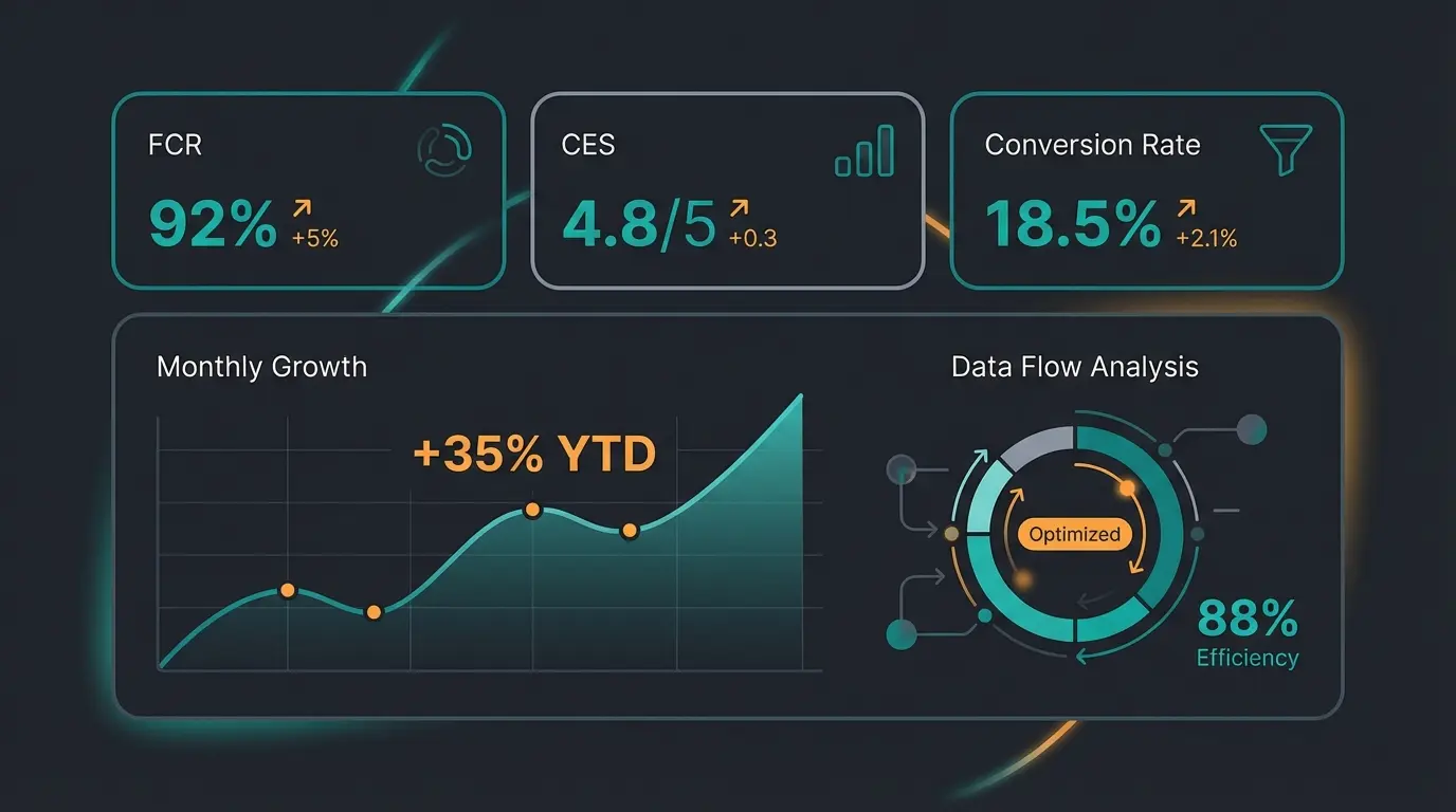 Modern customer service KPIs showing conversion-focused metrics