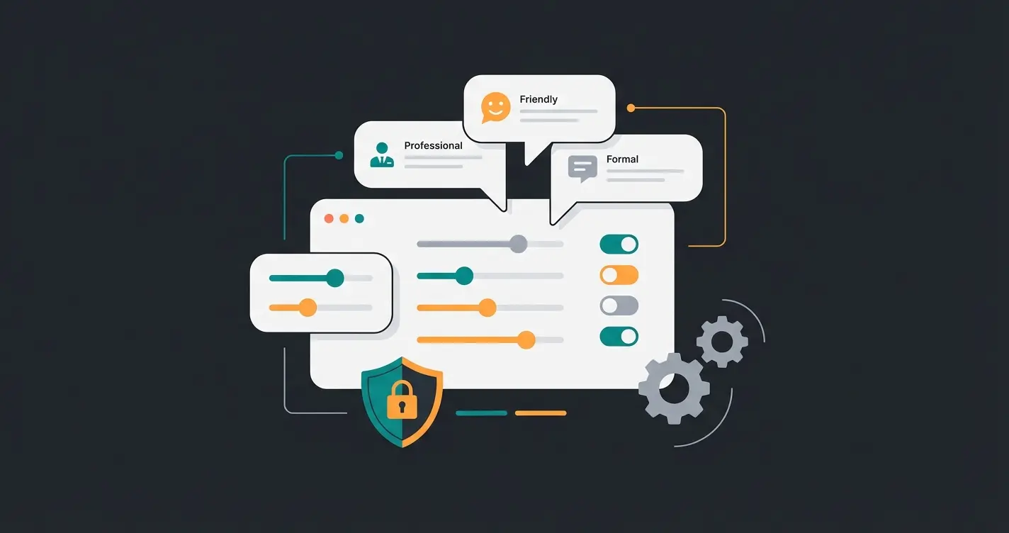Fin Guidance configuration interface showing tone and constraint settings