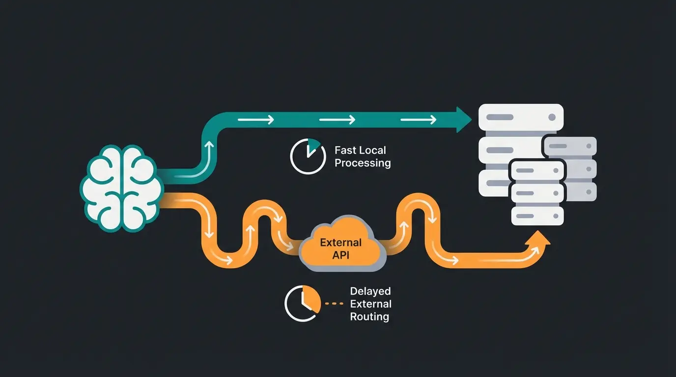 AI inference latency comparison between local and external API hosting