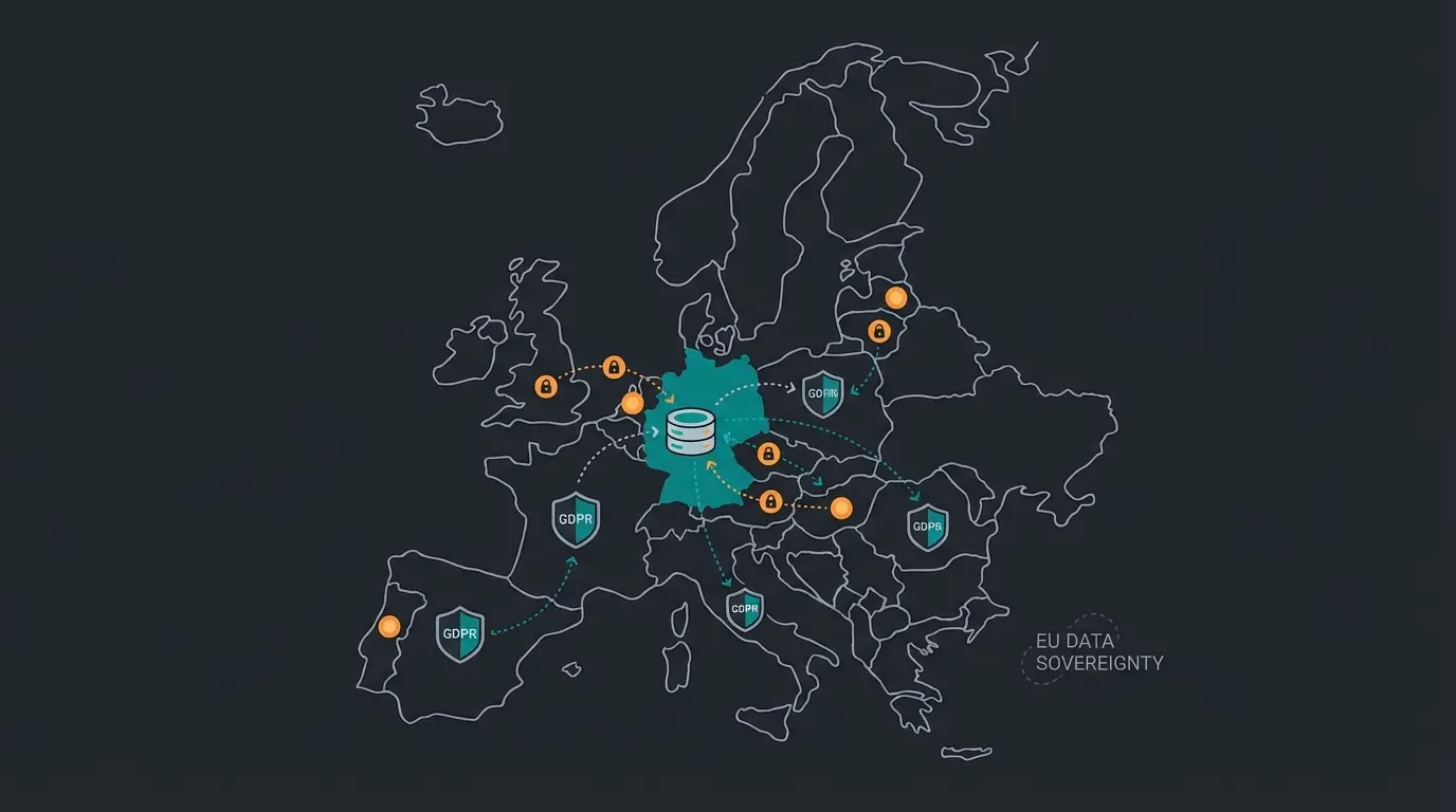European data residency map showing Frankfurt hosting for German e-commerce compliance