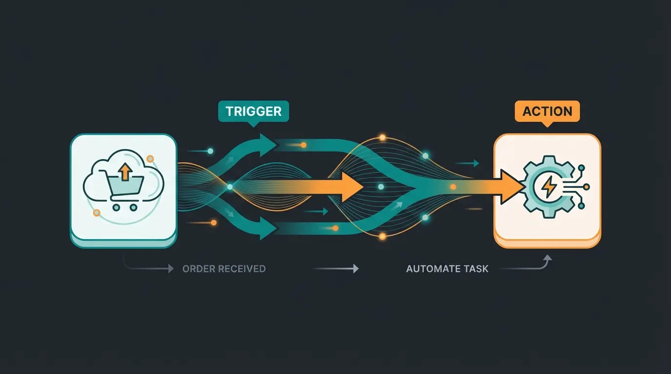 Shopify und Zapier Verbindungsübersicht mit Trigger und Action Workflow