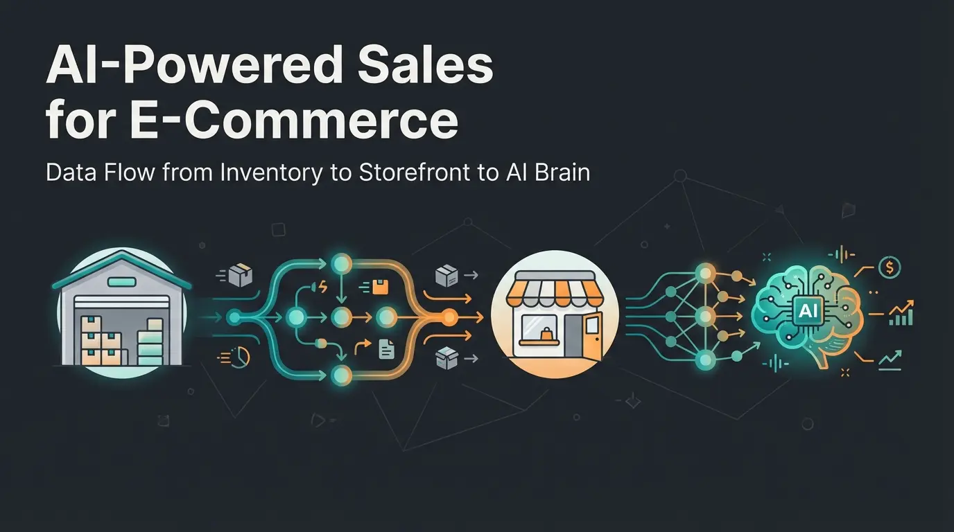 Shopify inventory management system connecting to AI sales assistant visualization