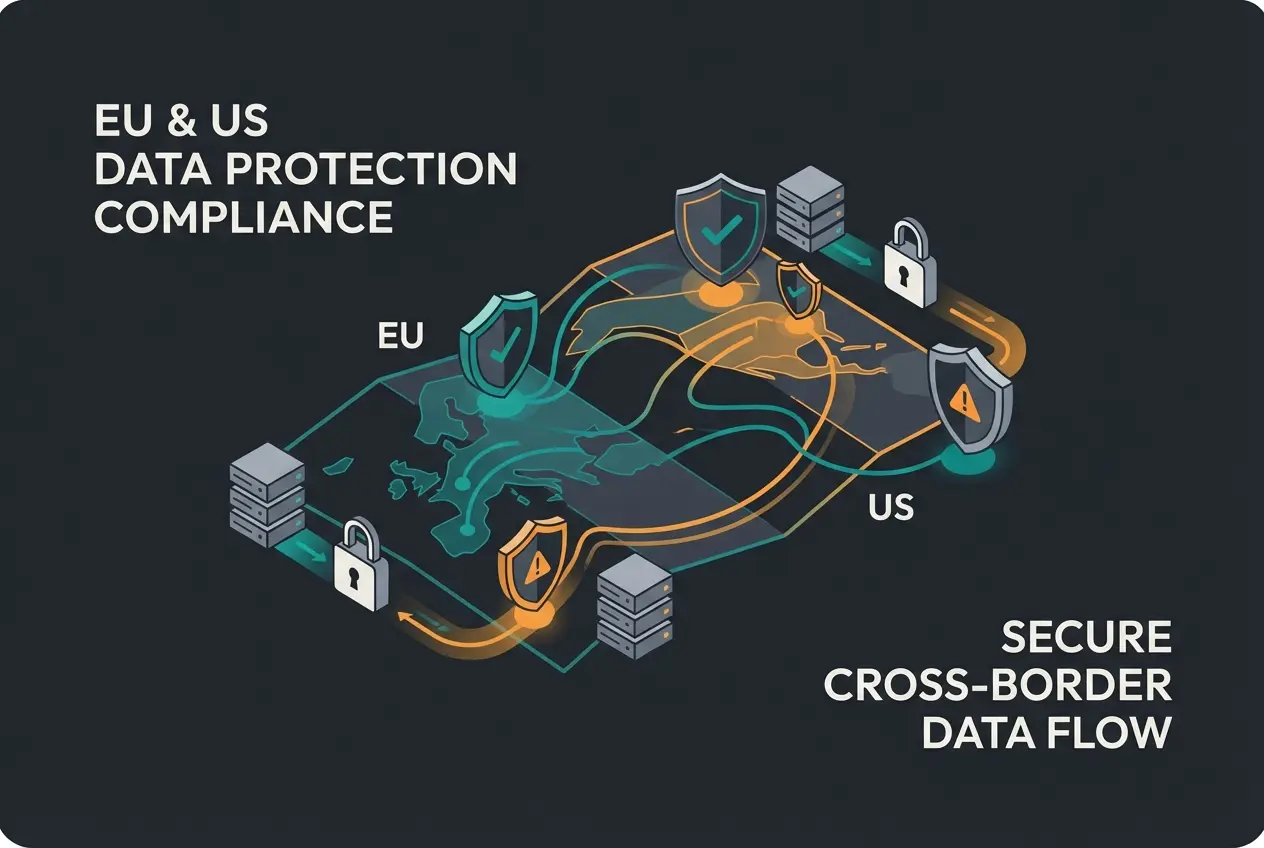 GDPR compliance comparison showing EU and US server locations for customer support tools