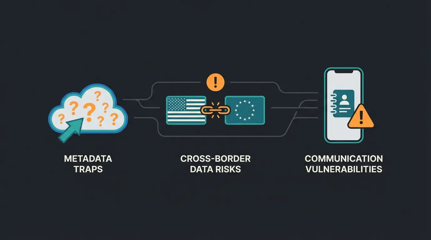 Visualisierung der drei größten WhatsApp Datenschutz-Fallen für Unternehmen