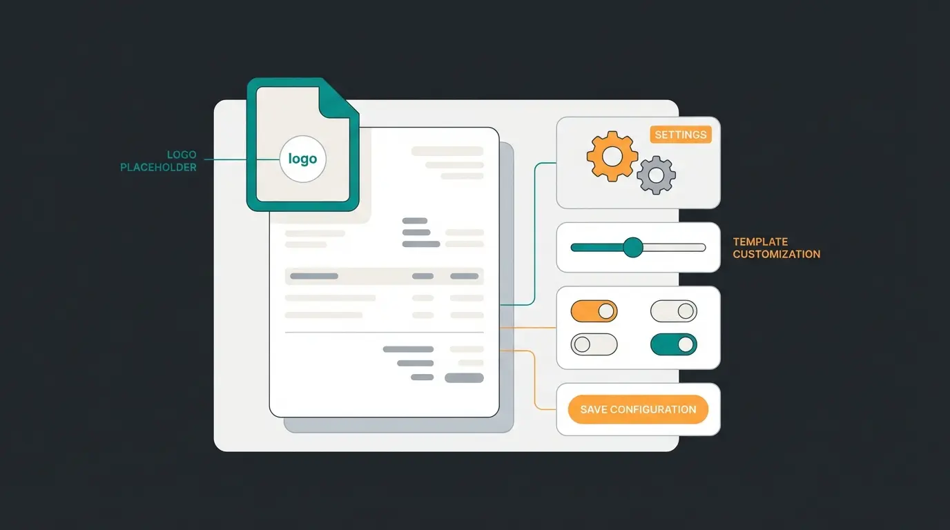Shopware 6 document template configuration interface showing logo and footer settings