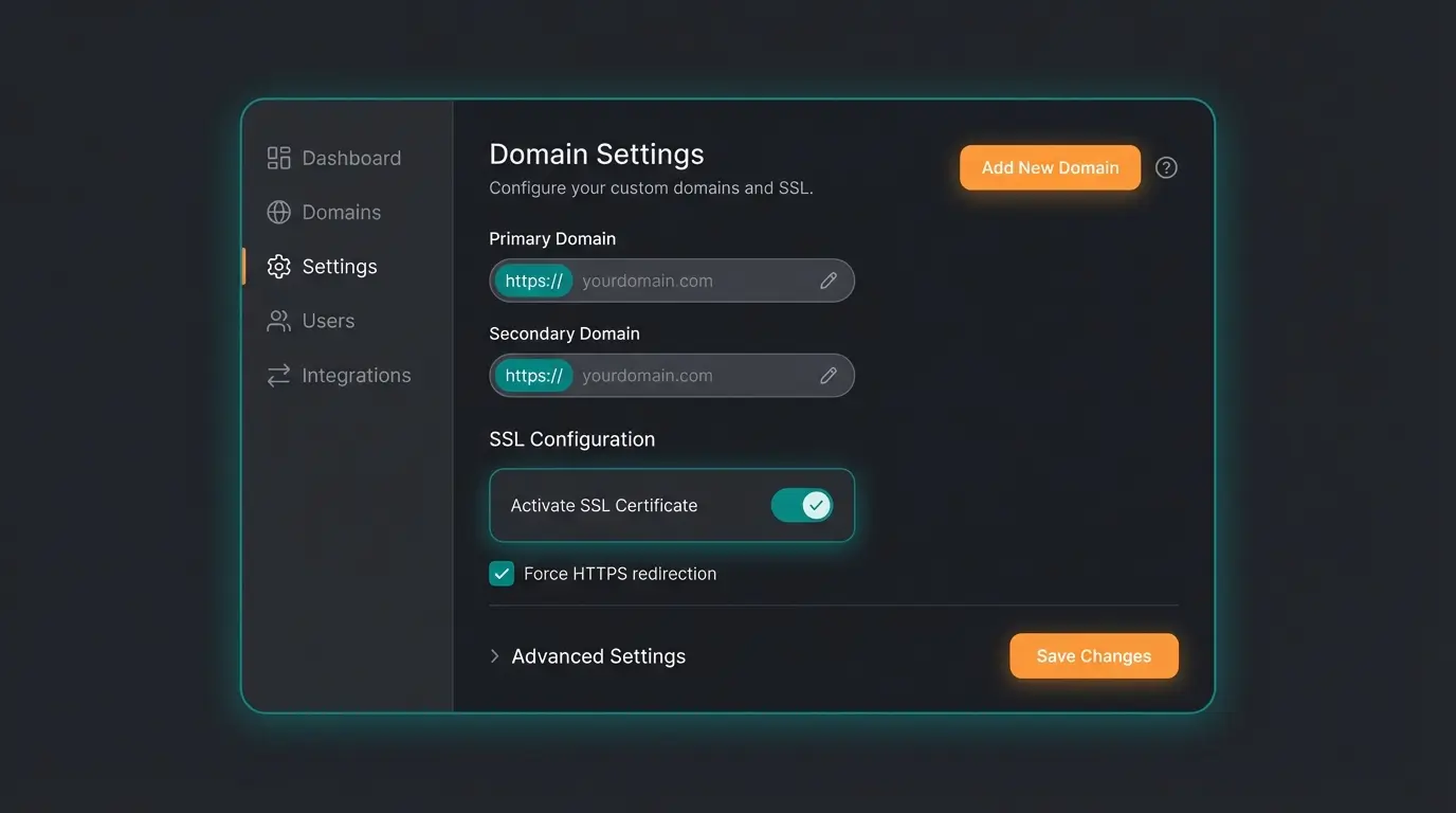 Shopware 6 Sales Channel domain configuration interface with HTTPS settings
