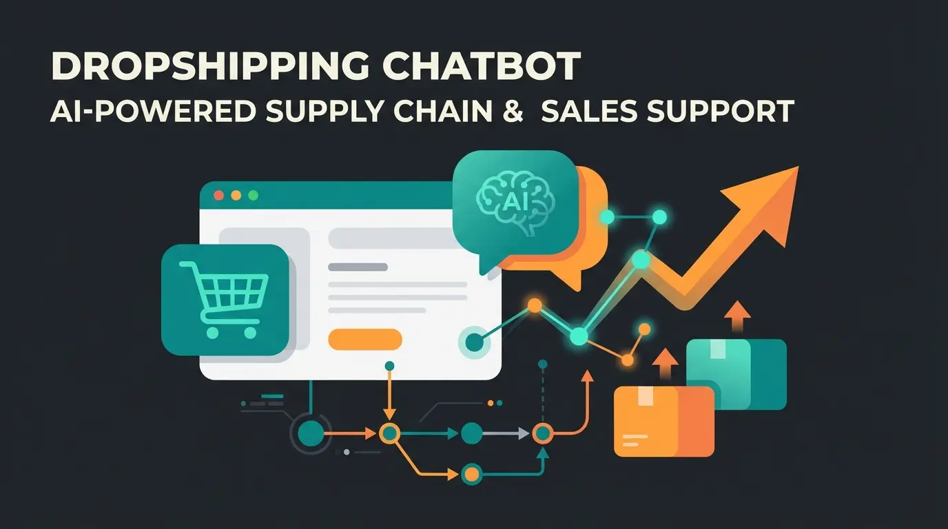 Shopify dropshipping store concept with AI consultation elements and e-commerce icons