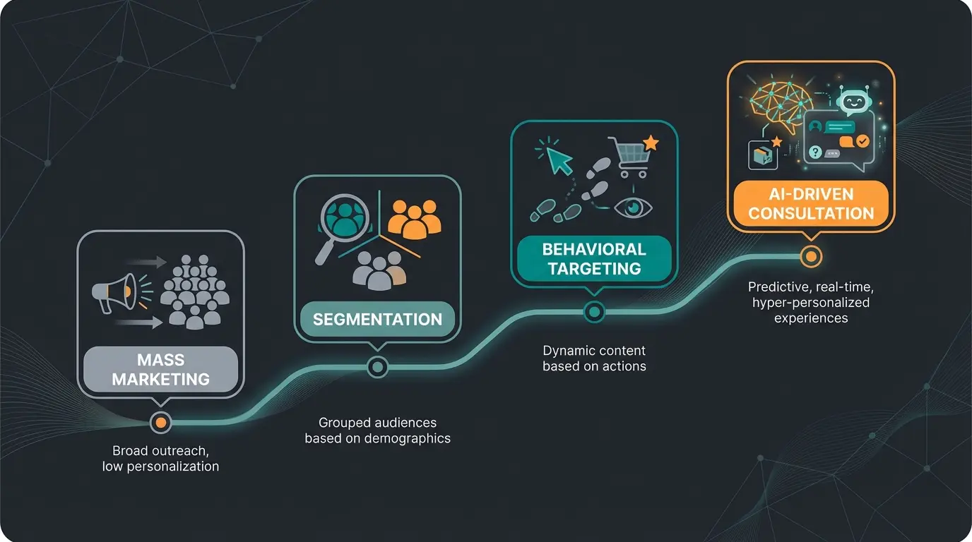 Future of e-commerce personalization showing AI consultation evolution