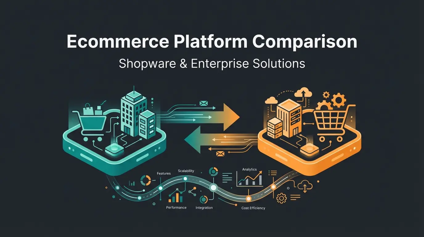 Adobe Commerce vs Shopify enterprise ecommerce platform comparison illustration